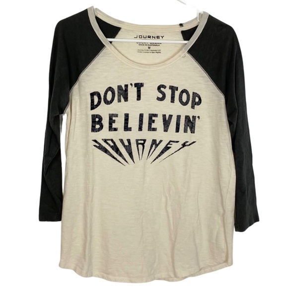 Lucky Brand Tops - Journey x Lucky Brand Don’t Stop Believing Retro Baseball Tee Womens Size Medium